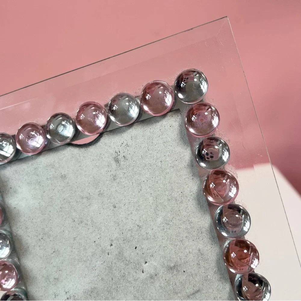 Vintage Y2K 2000s mcbling pink and silver gemstone picture frame